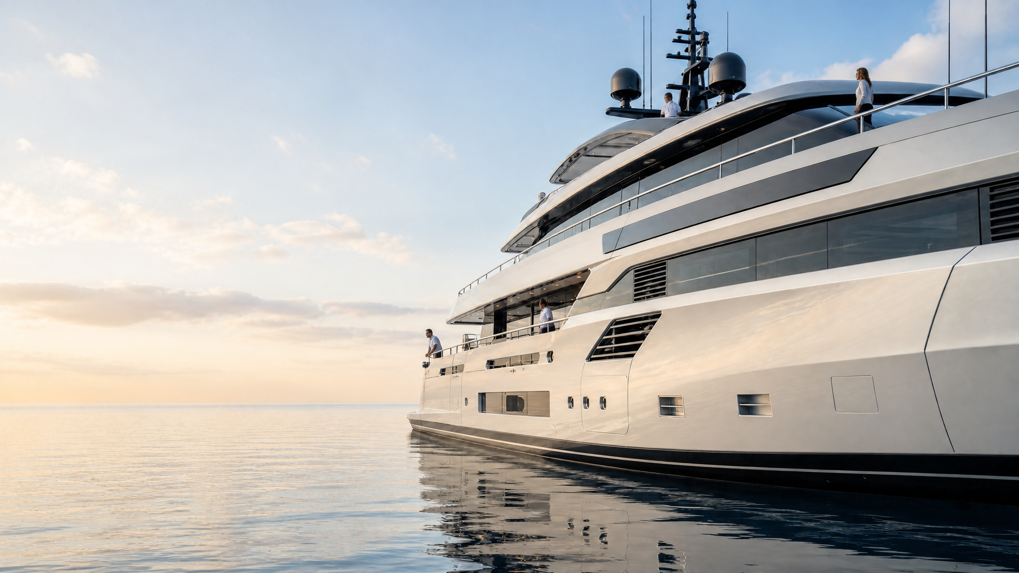 Moderne Yacht auf ruhigem Wasser